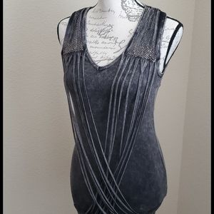 T Party sleeveless rhinestone top Small